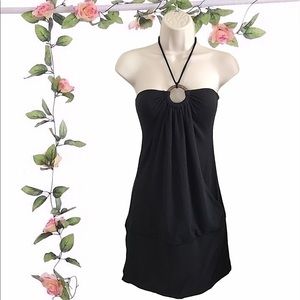 Poetry Black Fitted Halter Top Size Small